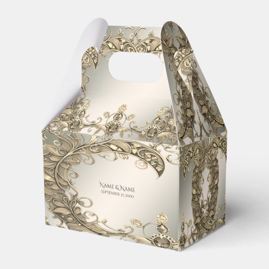 Elegante moderne gouden decoratieve gunstbox bedankdoosjes (Voorkant Zijde)