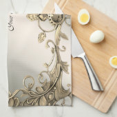 Elegante moderne gouden decoratieve keukenhanddoek (Quarter Fold)