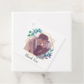 Elegante moderne gouden geometrische & blad bruilo bedankjes labels (In situ)