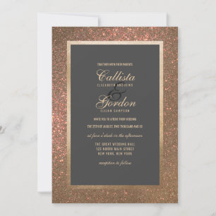 Elegante moderne gouden glitter dikke grens bruilo kaart