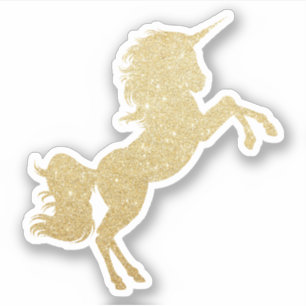 Elegante moderne  gouden glitter eenhoorn sticker