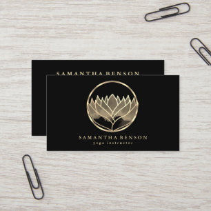 Elegante moderne gouden Lotus-logo stijlvol koper Visitekaartje