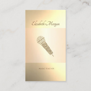 Elegante moderne, gouden microfoon, muziekleraar visitekaartje