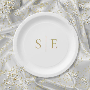 Elegante Moderne Gouden Monogram Minimalistisch Papieren Bordje