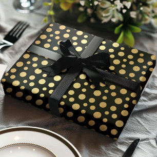 Elegante moderne gouden namaakfolie polka stippen  cadeaupapier