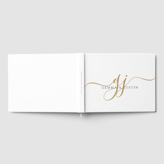 Elegante moderne gouden script beginletters naammo gastenboek (Volledig)