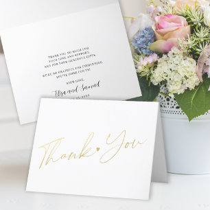 Elegante moderne gouden script eenvoudig bedankkaart