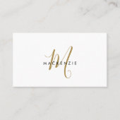 Elegante moderne gouden script monogram QR-code Visitekaartje (Voorkant)