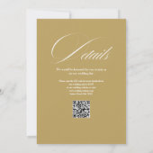Elegante moderne gouden script QR-code bruiloft Kaart (Achterkant)