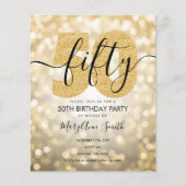 Elegante moderne gouden uitnodiging voor 50ste ver (Voorkant)