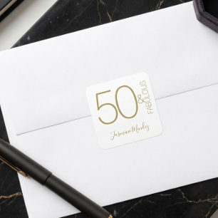 Elegante moderne gouden witte 50 & fabuleuze verja vierkante sticker