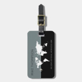 elegante , moderne grijze wereldkaart bagagelabel (Voorkant verticaal)