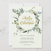 Elegante moderne groen script bruiloft kaart (Voorkant)