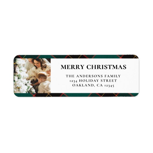 Elegante moderne groene buffel gespeeld Kerstmis Etiket (Voorkant)