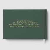 Elegante moderne groene quinceañera gastenboek (Achterkant)