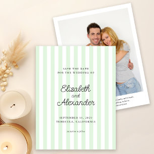 Elegante moderne groene streep foto trouw save the date