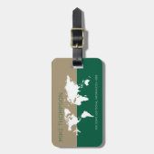 Elegante moderne groene wereldkaart reizen bagagelabel (Voorkant verticaal)