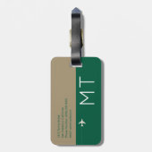 Elegante moderne groene wereldkaart reizen bagagelabel (Achterkant verticaal)