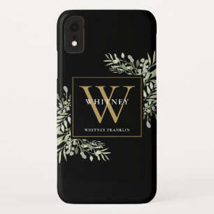 Elegante moderne groenvoorziening Zwart Gouden Mon iPhone XR Hoesje
