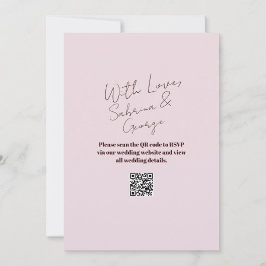 Elegante moderne handgeschreven QR-code bruiloft Kaart (Achterkant)