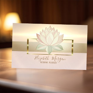 Elegante moderne handgetekende lotus gouden frame visitekaartje