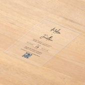 Elegante moderne handschrift script QR code bruilo Acryl Uitnodigingen (Laagn)