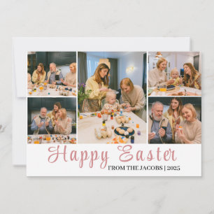 Elegante moderne Happy Easter Eggs, familie 6 foto Feestdagenkaart