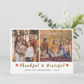 Elegante moderne Happy Thanksgiving Herfst 2 Foto Feestdagenkaart (Staand voorkant)