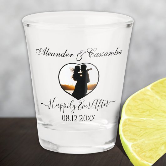 Elegante moderne hart foto bruiloft shot glas