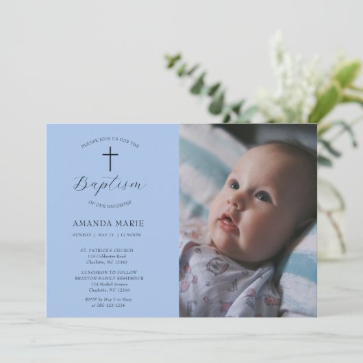 Elegante moderne hemel doop kaart (Staand voorkant)