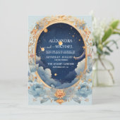 Elegante, moderne hemelse sterrenbeelden bruiloft kaart (Staand voorkant)