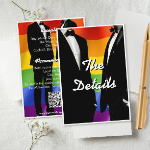 Elegante moderne homoseksuele mannen trouwen regen informatiekaartje