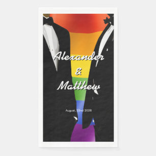 Elegante moderne homoseksuele mannen trouwen regen servet