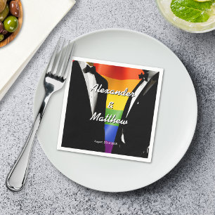 Elegante moderne homoseksuele mannen trouwen regen servet