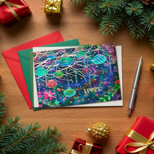 Elegante moderne hoop kerstversieringen kaart