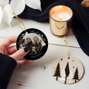 Elegante Moderne Joy Foto Evergreen Kerstboom Keramisch Ornament
