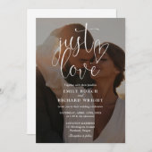 Elegante moderne Just Love Script Fotobruiloft Kaart (Voorkant / Achterkant)