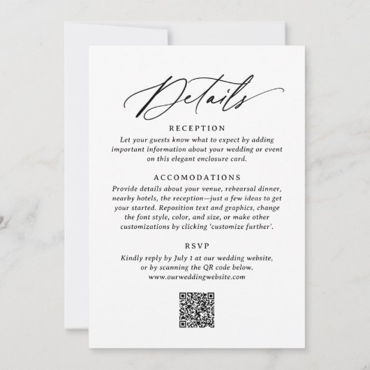 Elegante moderne kalligrafie bruiloft QR-code Kaart (Achterkant)