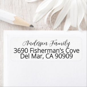 Elegante moderne kalligrafie familienaam etiket