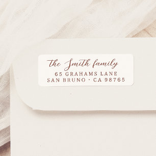 Elegante moderne kalligrafie familienaam rood etiket
