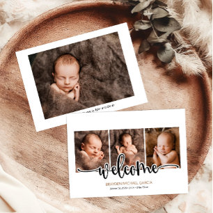 Elegante moderne kalligrafie pasgeboren Baby Geboo Aankondiging