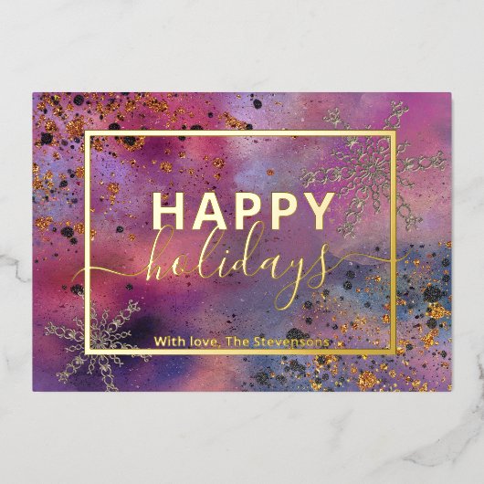 Elegante moderne kalligrafie script fijne feestdag folie feestdagenkaart (Voorkant)