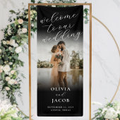 Elegante moderne kalligrafie Welkom foto bruiloft Spandoek