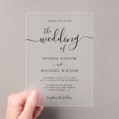 Elegante moderne kalligrafie zwart & wit bruiloft acryl uitnodigingen (Insitu (Draagbaar))