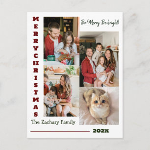 Elegante moderne kerst familie foto collage feestdagenkaart