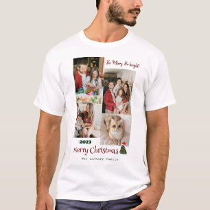Elegante moderne kerst familie foto collage t-shirt