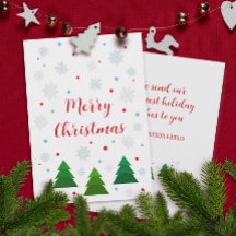 Elegante moderne kerstbomen en sneeuwvlokken