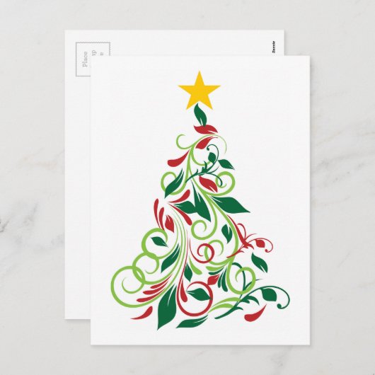 Elegante moderne kerstboom illustratie feestdagenkaart (Voorkant / Achterkant)