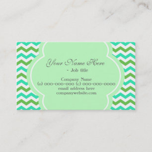 Elegante, moderne klassieke groene & witte chevron visitekaartje