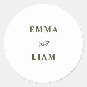 Elegante moderne klassieke trouwmonogramsticker ronde sticker
